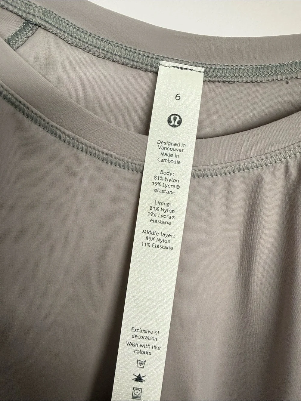 Lululemon Rise and Run Short Sleeve Taupe Gray Size 6